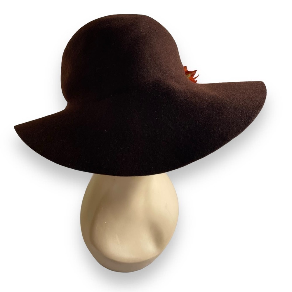 1980’s Floppy Brim 100% Wool Vintage Hat Betmar Ny&Paris Large Brim Flower Trim - Picture 6 of 15